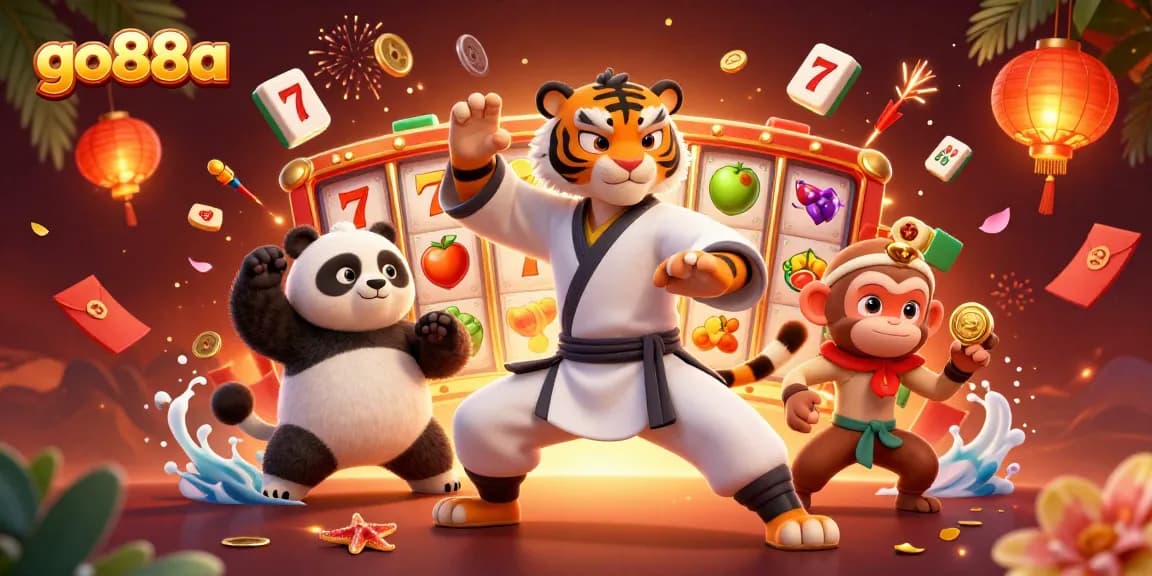 Experience the excitement of go88a slots as a kung fu tiger master showcases winning moves.
