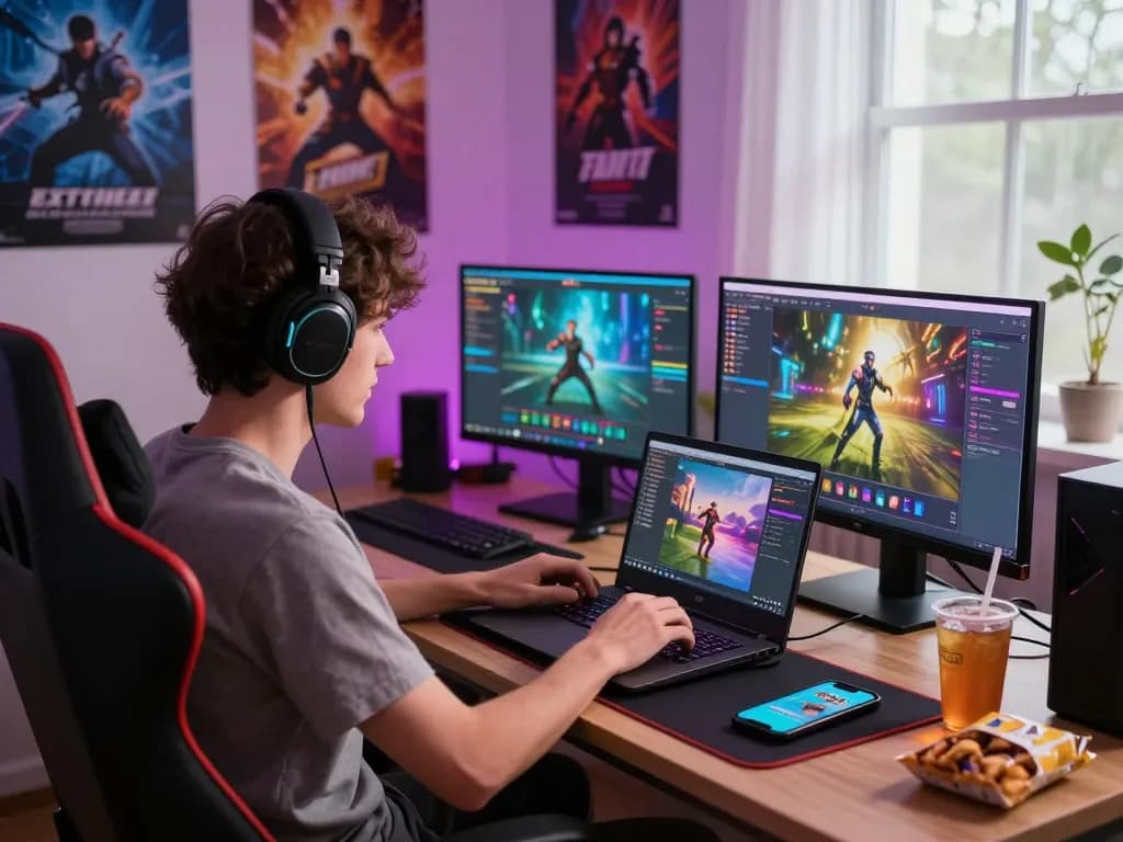 Exciting gaming environment with player on laptop exploring taihitclub online gaming platform.