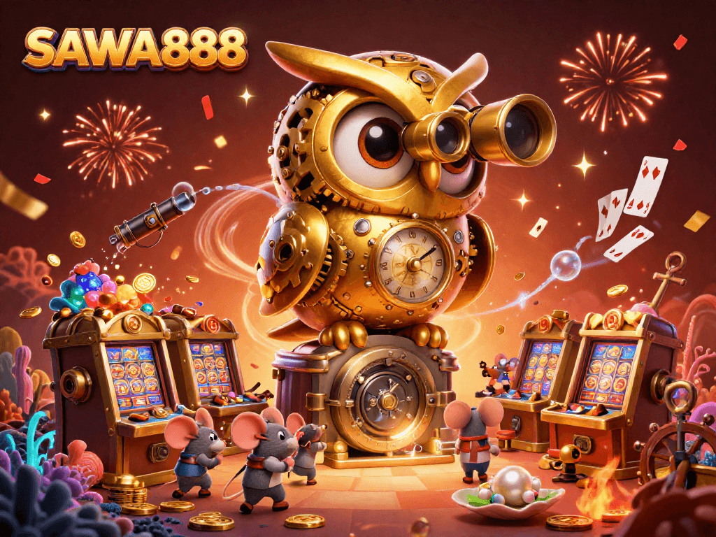 Spin vibrant slots at SAWA888 with rich treasures, animated characters, and dynamic casino action.