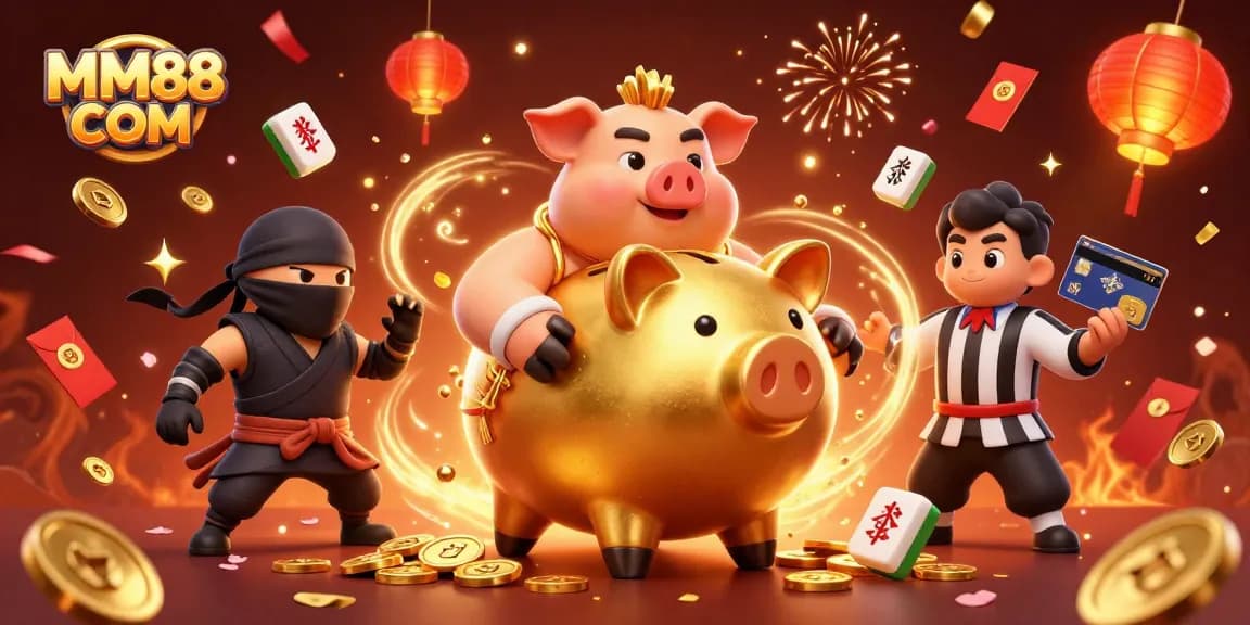 Spin with excitement at MM88 COM in this vibrant casino scene featuring a sumo wrestler and ninja!