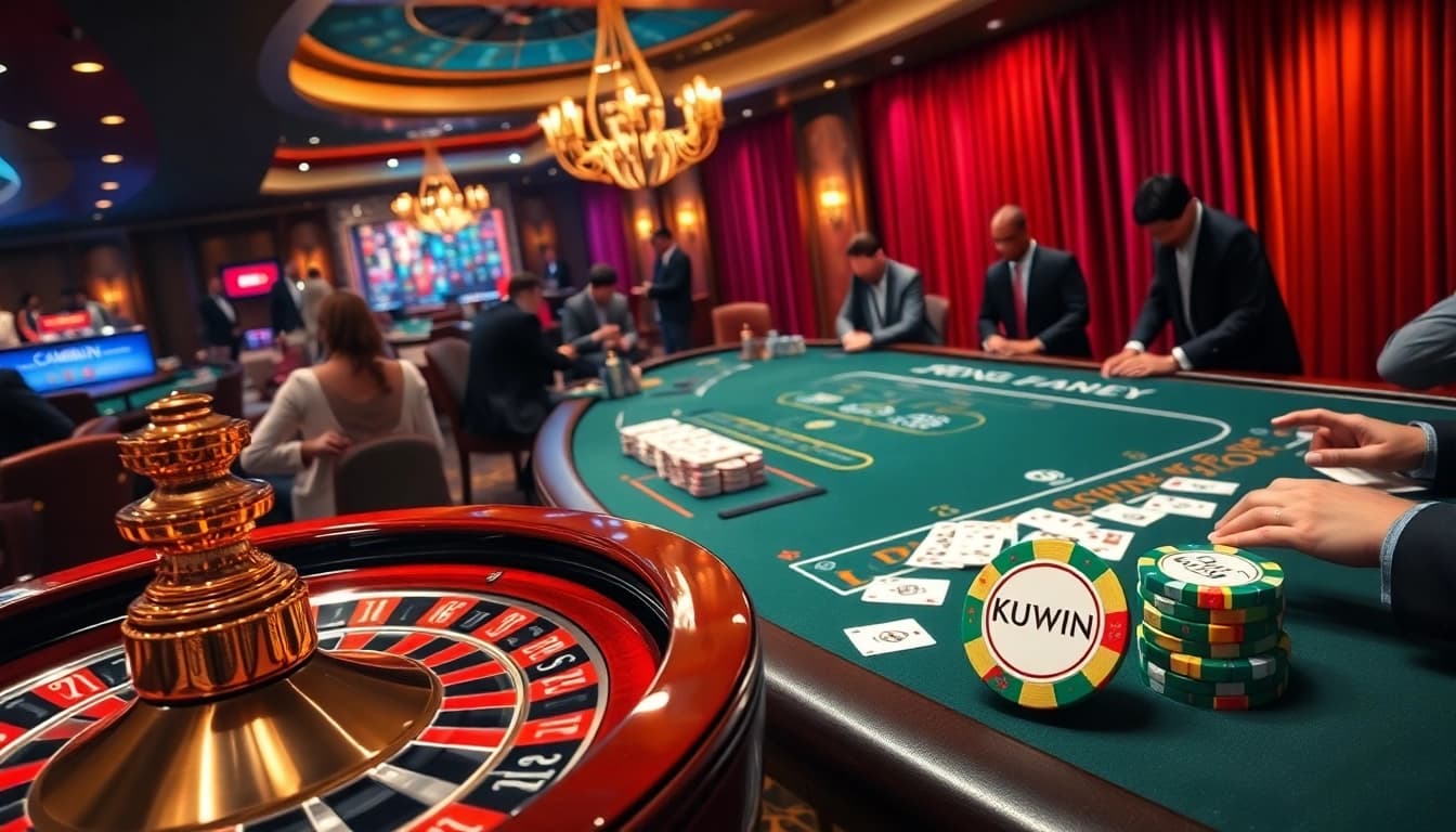 Engaging players experiencing thrilling gambling action at KUWIN casino.