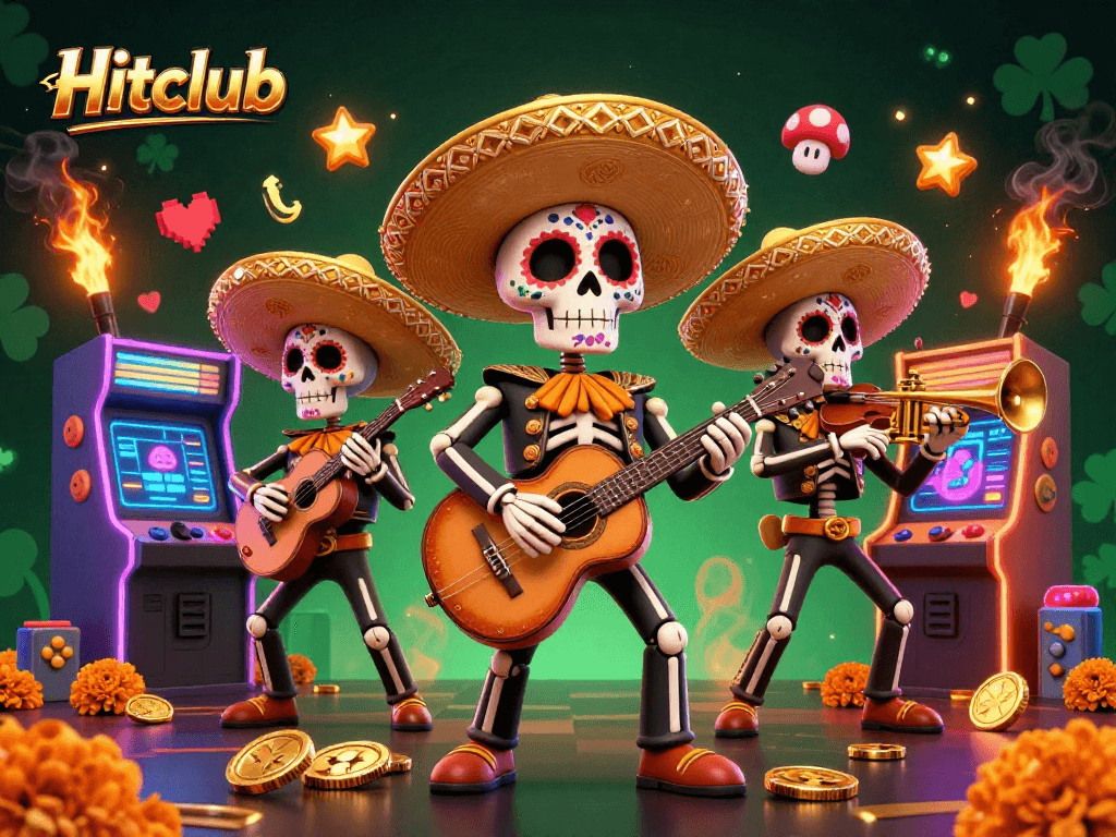 Hitclub showcases vibrant mariachi band elements with gaming data for an immersive casino experience.