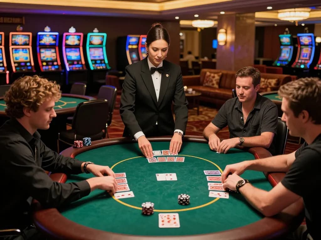 Players enjoying TR88 poker games in an upscale casino setting, emphasizing strategy and engagement.