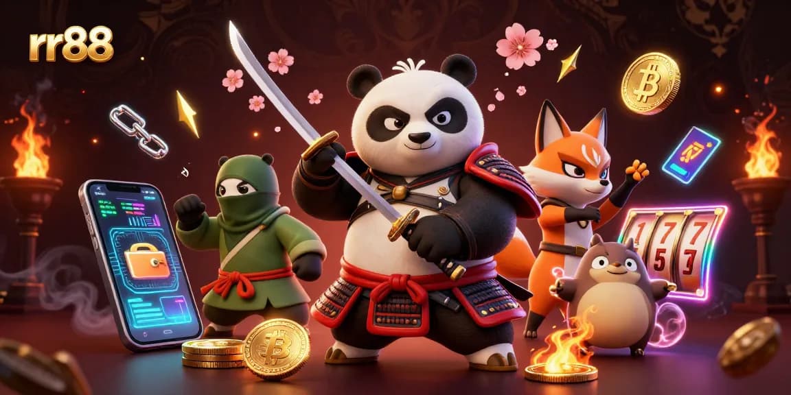 Experience thrilling gaming action with rr88, featuring dynamic characters and vibrant casino elements.