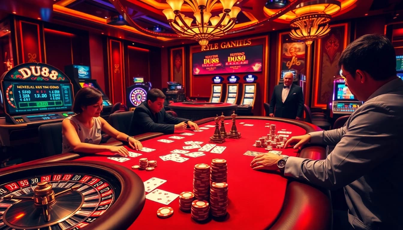 Engage in thrilling gaming at DU88 with high-stakes poker and vibrant casino visuals.