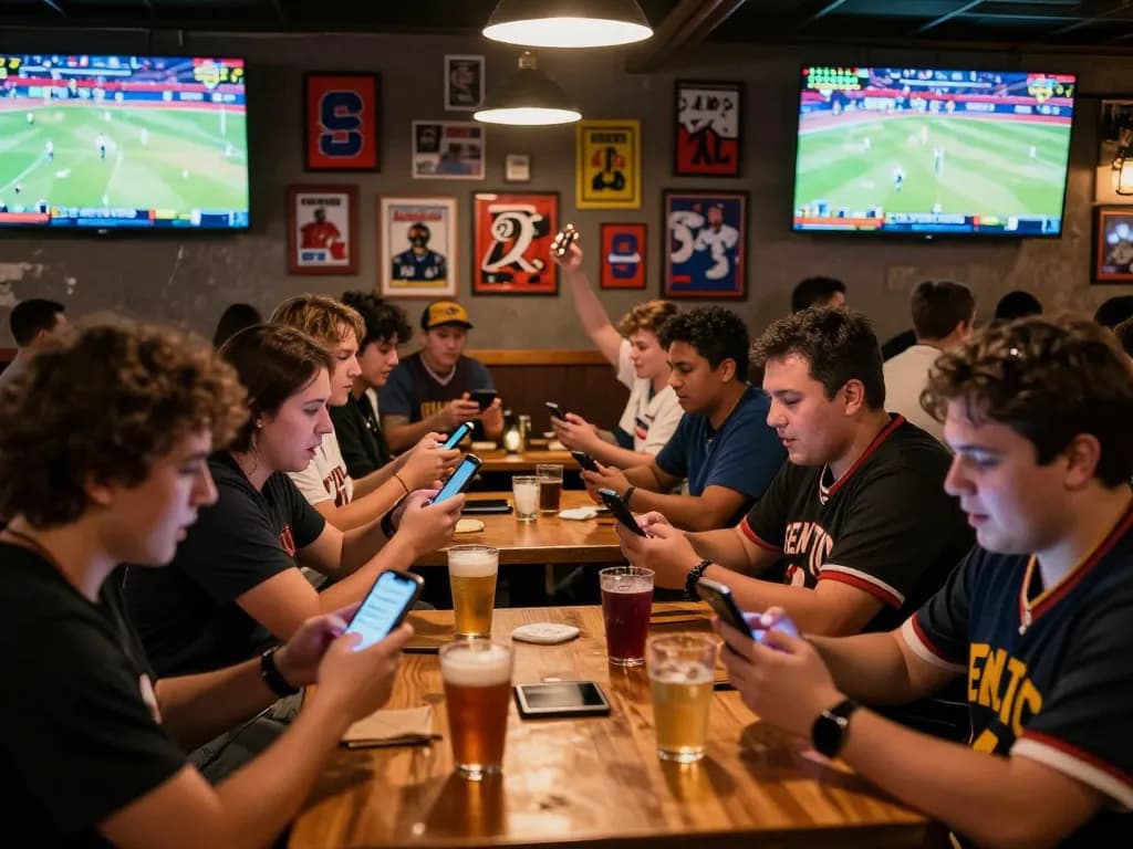 Link nhà cái Vin88 empowers sports fans as they strategically place bets in an engaging bar environment.