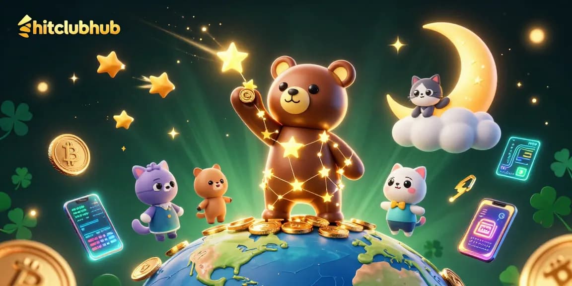 Explore fun gaming at hitclubhub with celestial bears scooping coins and digital currencies.