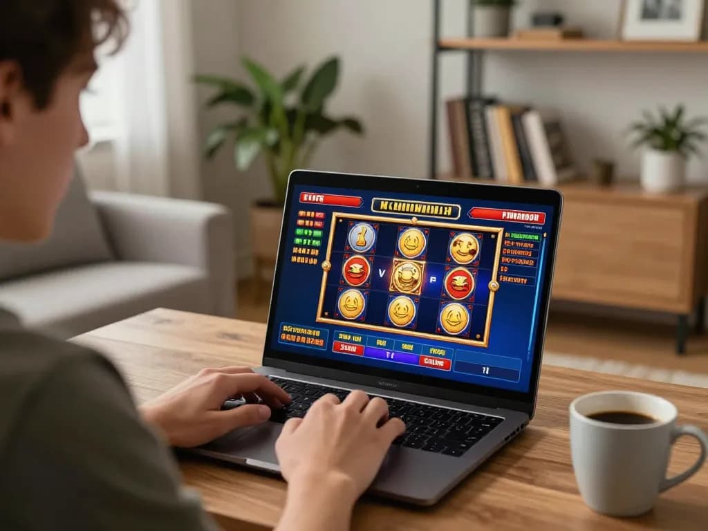 Player engaging in online uu 88 slot gaming in a cozy home setting