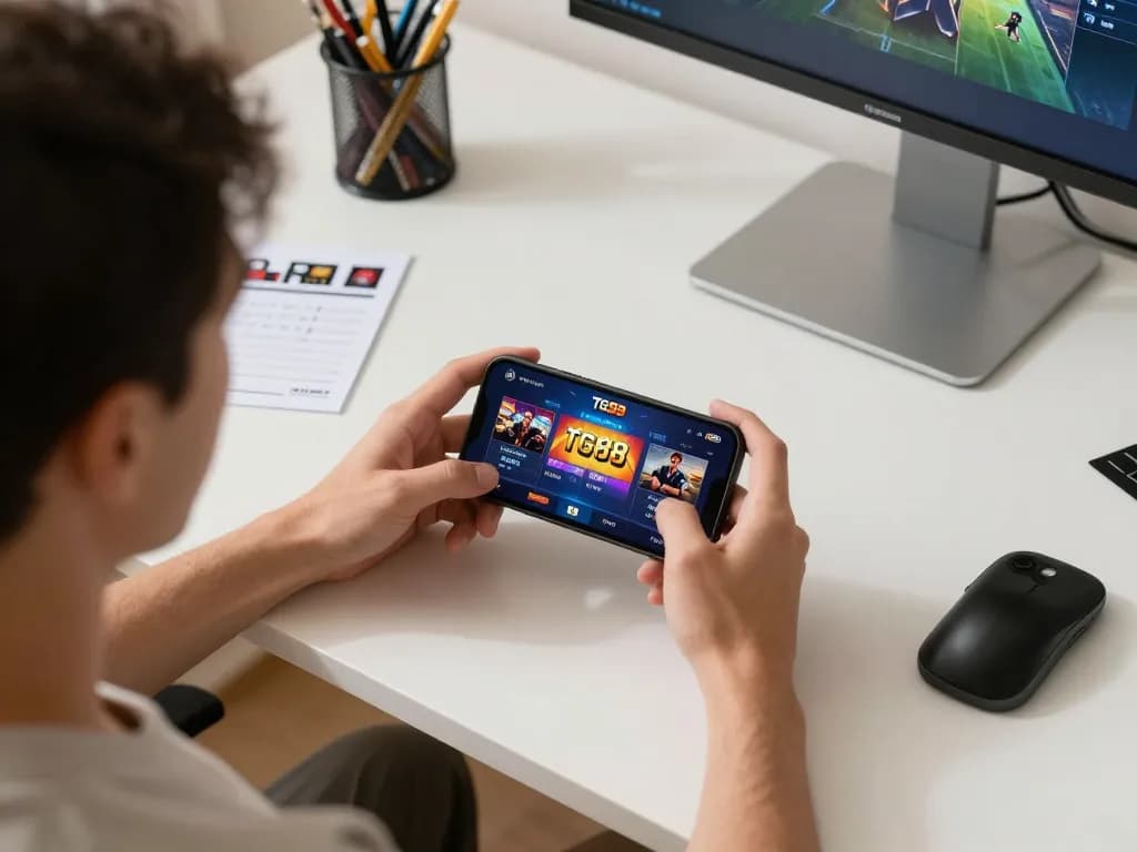 TG88 mobile casino app in use, showcasing player excitement and engaging betting experience.