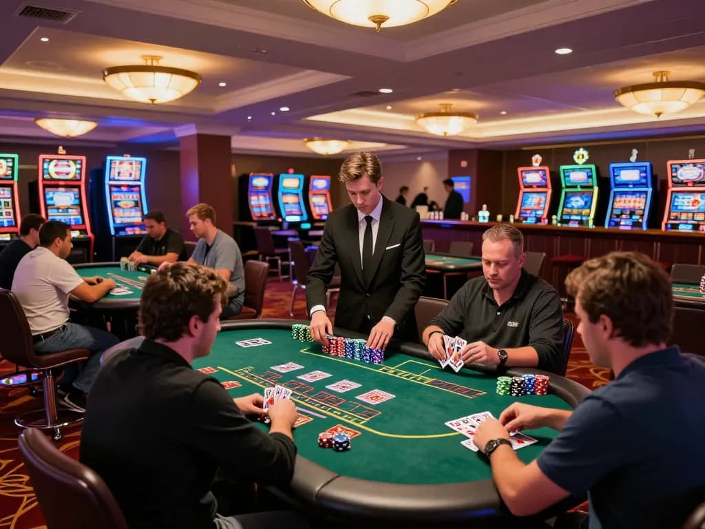 Players enjoying blackjack at SC88 table surrounded by luxury casino atmosphere