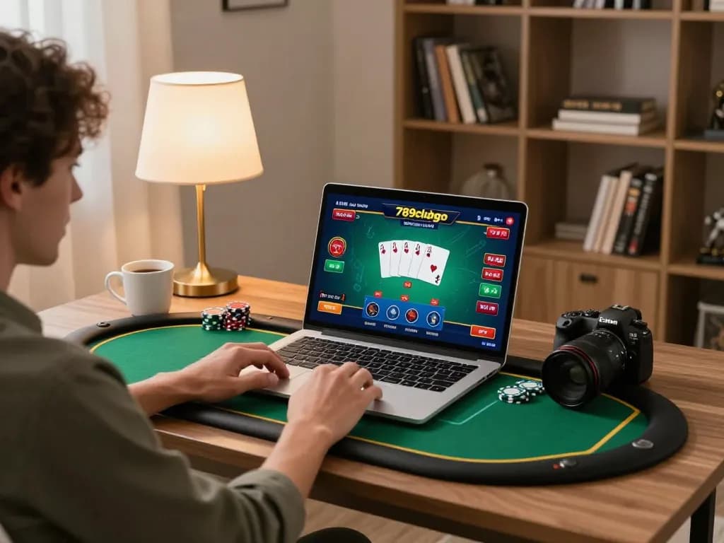 Players engaging in an exciting poker match on 789clubgo in a cozy home environment, showcasing responsible gaming.