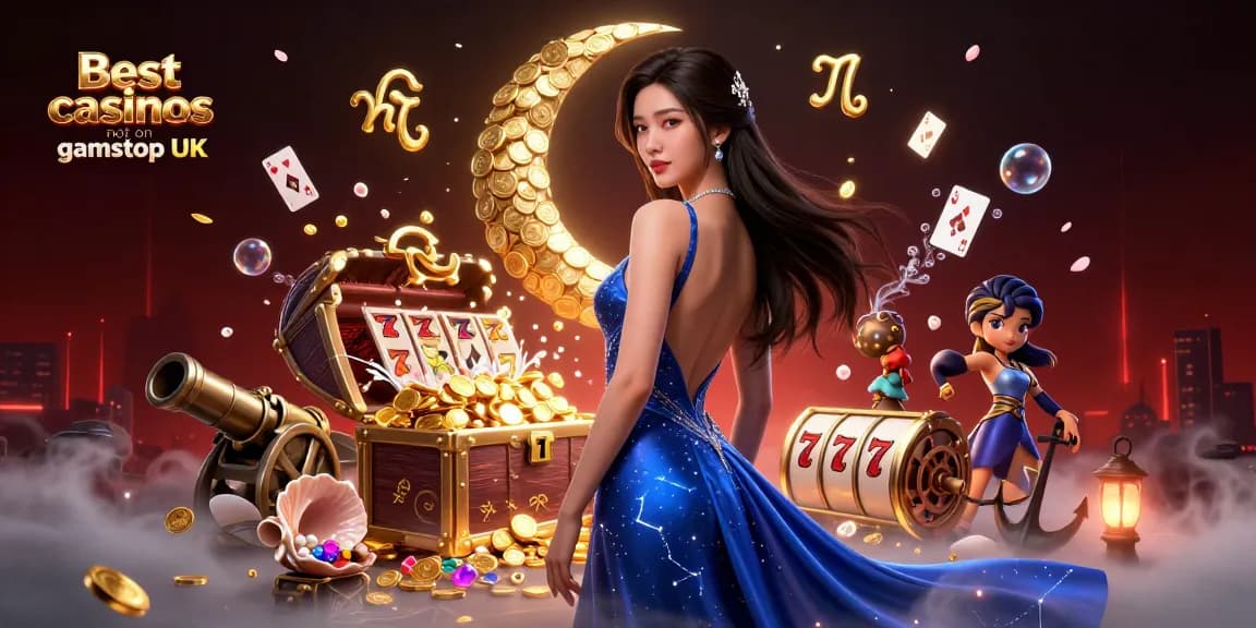 Experience the excitement of the Best casinos not on gamstop UK with this vibrant 3D casino scene.