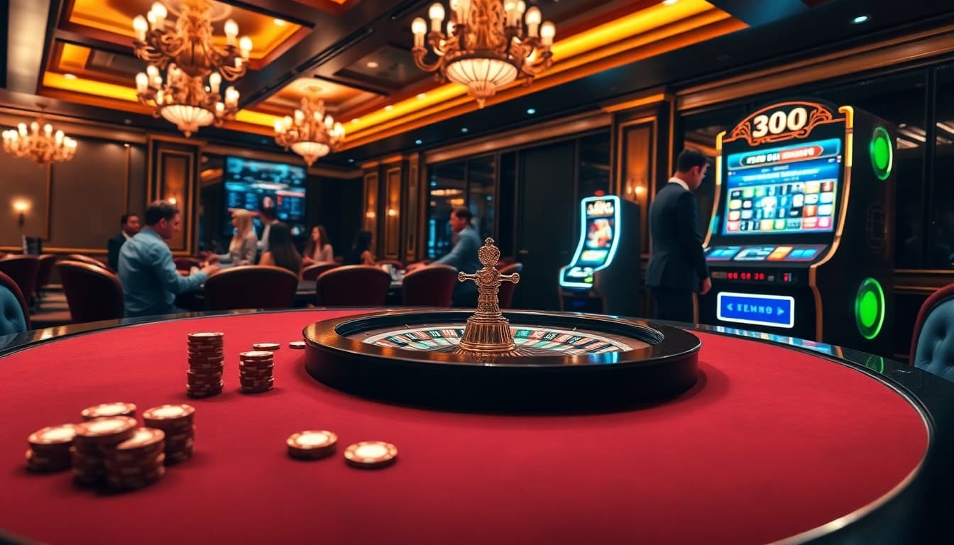 Engaging casino gameplay at https://bem88.com with poker chips and a roulette wheel.