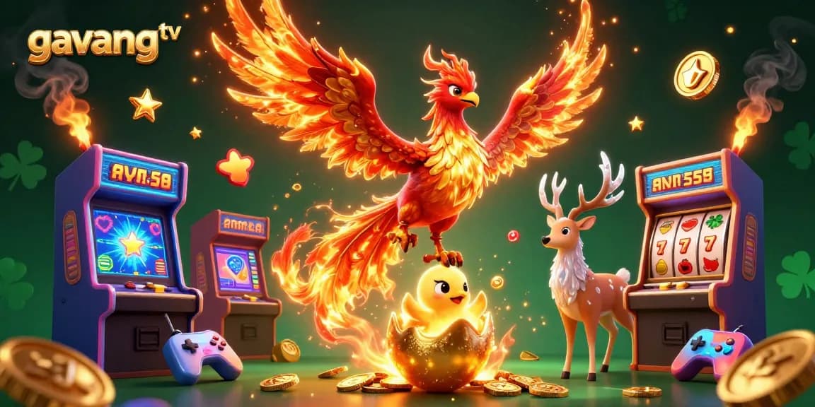Experience exciting gaming with the gavangtv phoenix duo amidst vibrant slot symbols.