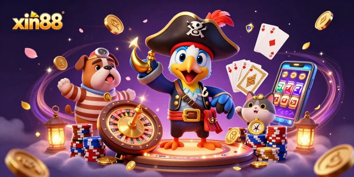 Experience thrilling gaming at xin88 with a vibrant 3D casino scene featuring charming characters and dynamic game elements.