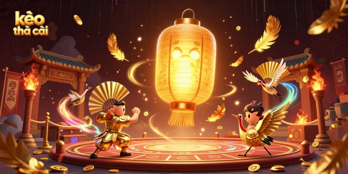 Place bets with kèo nhà cái in a vibrant night market casino scene filled with golden symbols.