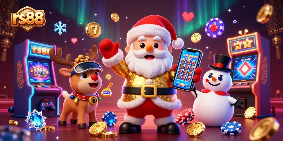 Experience thrilling action with rs88 at the casino, featuring Santa and friends celebrating jackpots!