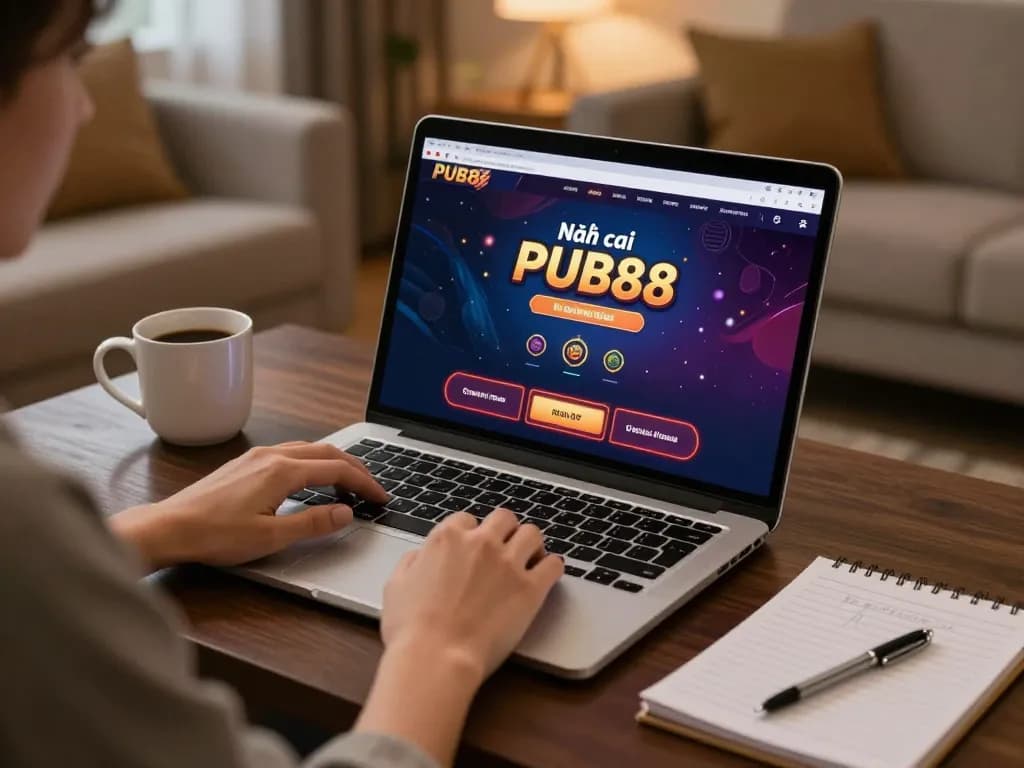 Engaging gameplay on Nhà cái PUB88 online casino from a cozy home setting, highlighting strategy and comfort