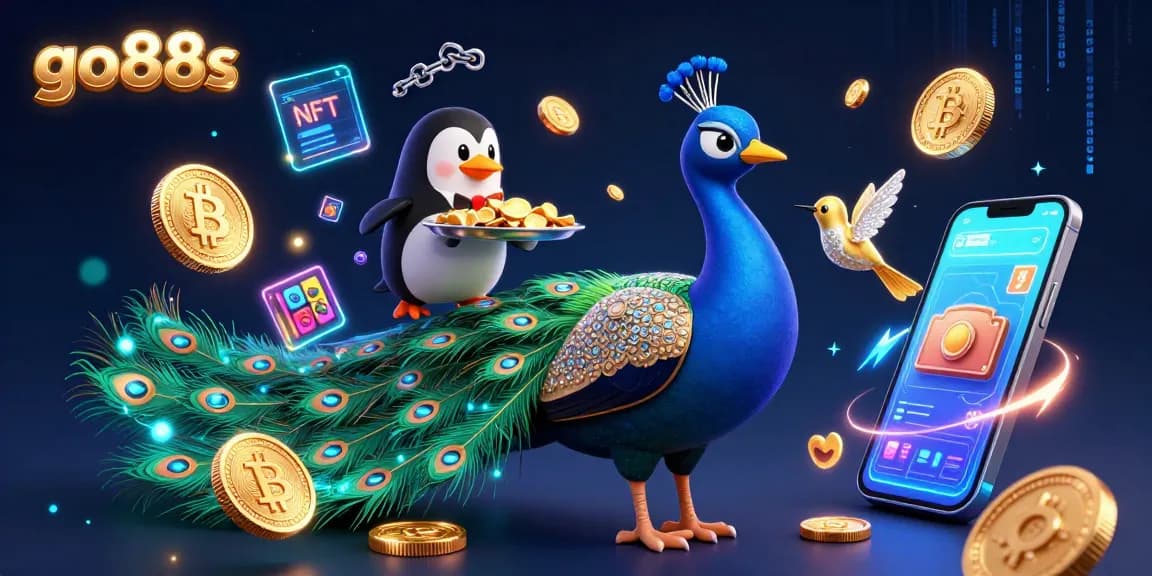 Experience gaming excitement with go88s' vibrant characters and neon elements in a rich casino scene.