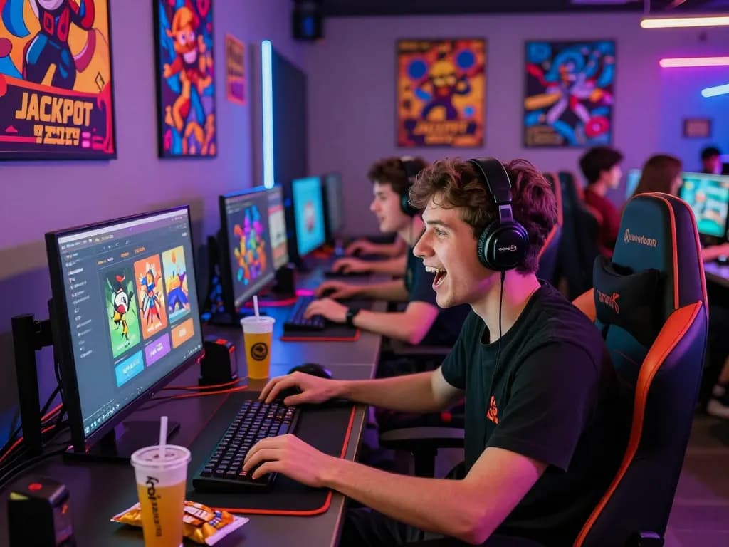 Dynamic gaming hub at https://sonclub.baby/ with enthusiastic players enjoying colorful games and engaging atmosphere.