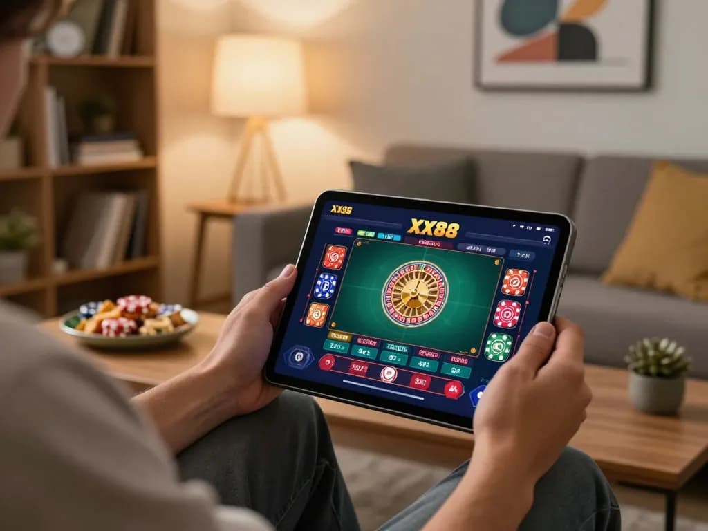 Engaging with the XX88 casino app for a thrilling roulette experience from a cozy home setup
