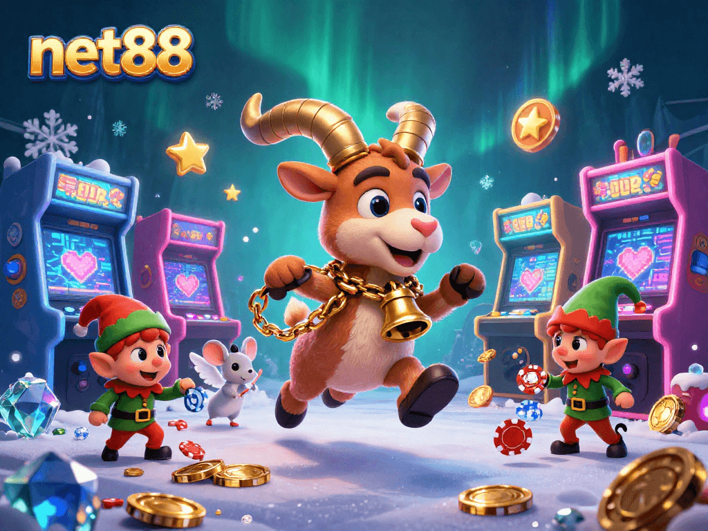 Experience excitement with net88 as gremlins steal chips in a whimsical casino scene.