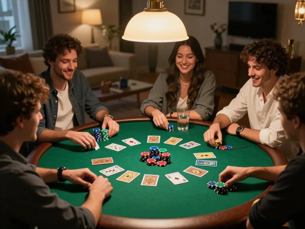 Enjoy a thrilling poker game night with friends at pub88, showcasing lively gameplay and vibrant atmosphere.