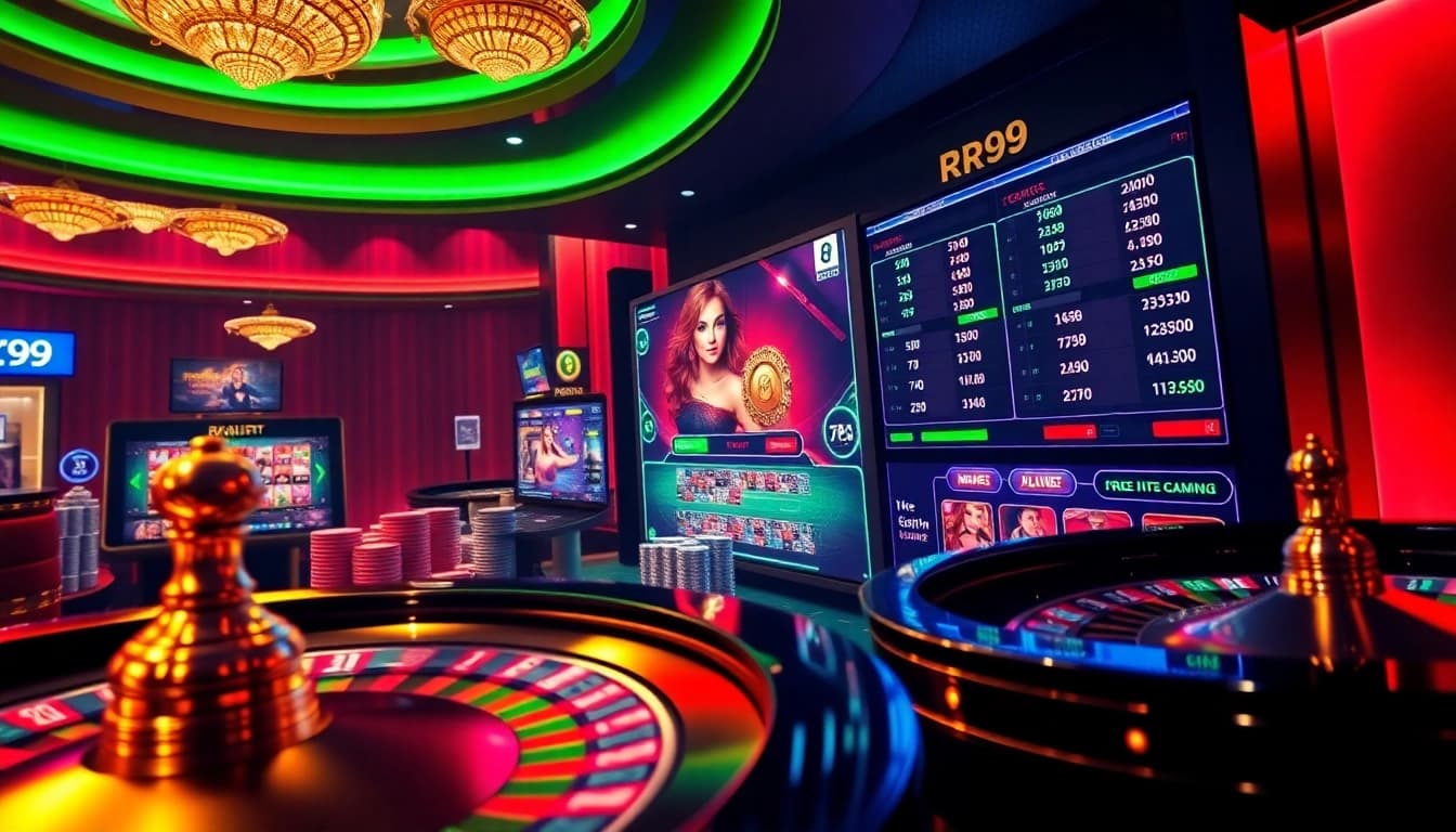 Experience thrilling casino action with RR99's dynamic online gaming interface and vibrant atmosphere.