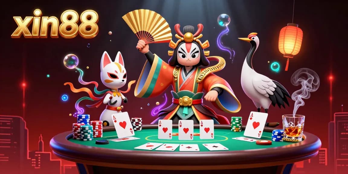 Players engaging in thrilling poker at xin88, surrounded by colorful chips and dynamic game elements.