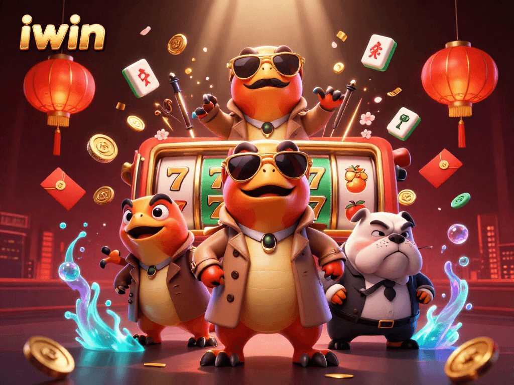 iwin captivates players with lively raptors in trench coats entering a bustling VIP casino lounge.