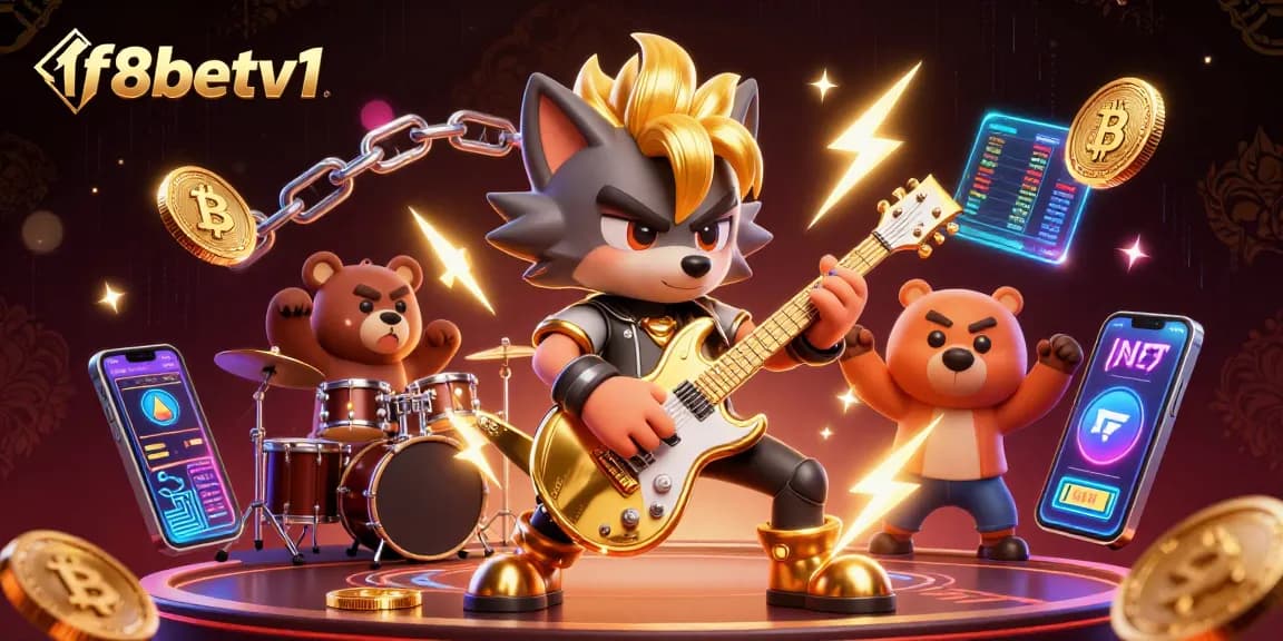 Experience vibrant gameplay at f8betv1 with a dynamic casino rock star scene featuring crypto elements.