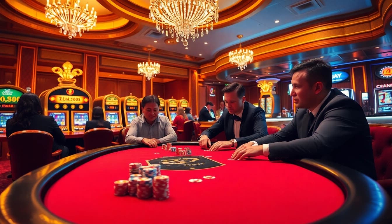 Experience excitement at 8DAY's poker table, where players strategize for winning hands.