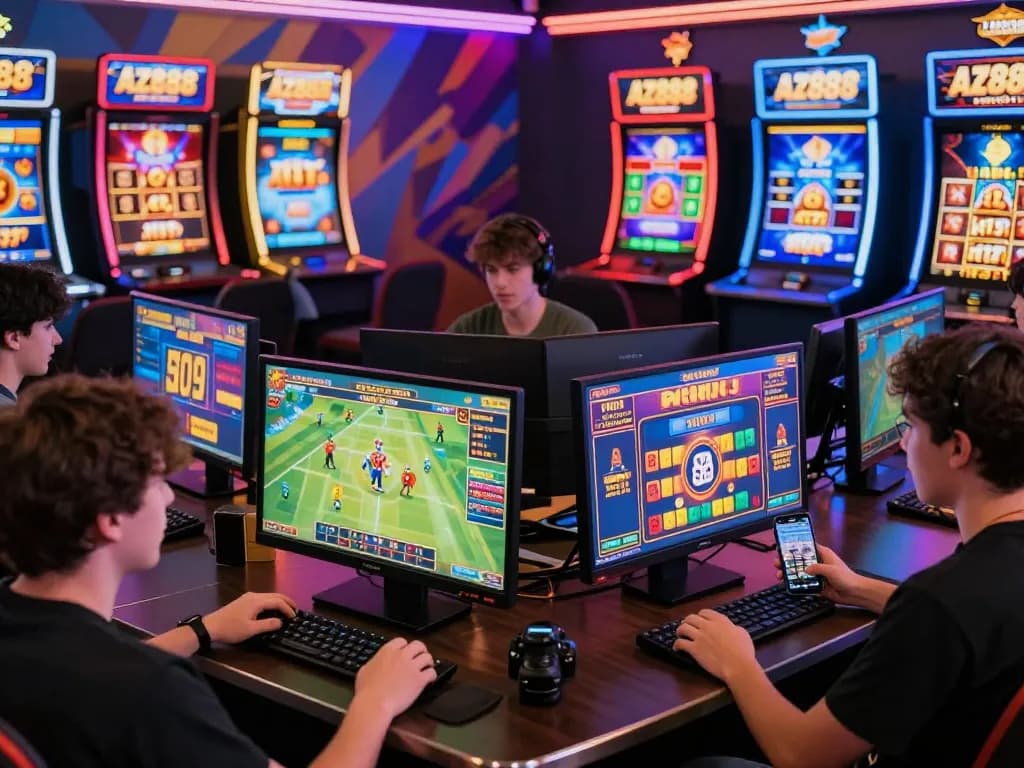 AZ888 online gaming platform bustling with players enjoying diverse games and exciting promotions.