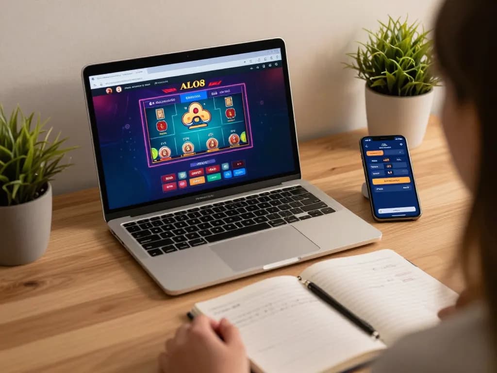 Engaging gameplay on trang chủ alo8 with a laptop and smartphone showcasing live dealer options.