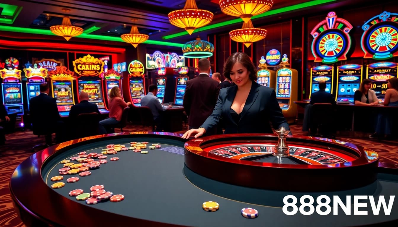 Experience the thrill of gaming at 888NEW with stunning casino visuals and vibrant tables.