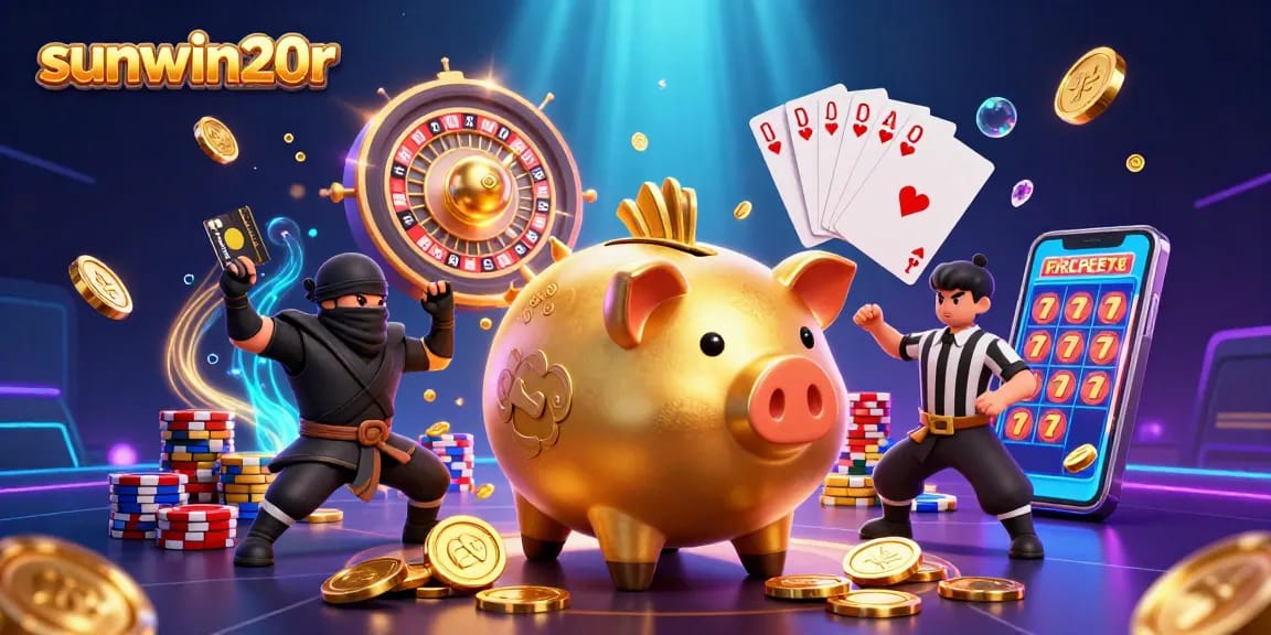 Experience sunwin20r's exciting casino action with dynamic characters and vibrant game symbols.