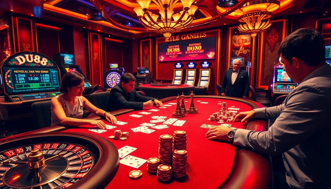 Engage in thrilling gaming at DU88 with high-stakes poker and vibrant casino visuals.