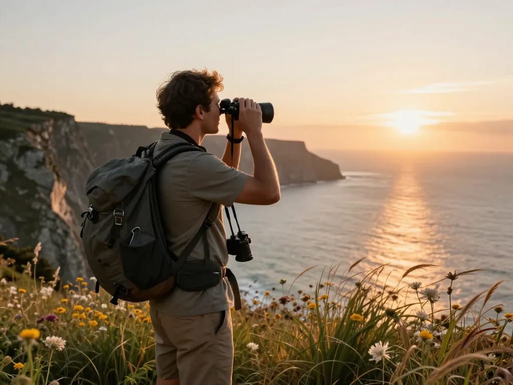 Traveler admiring stunning coastal views at gem88 sunset point