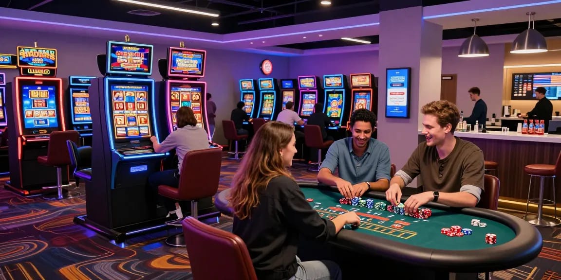 Experience the best new online casinos environment with players engaged in exciting games and vibrant promotions.