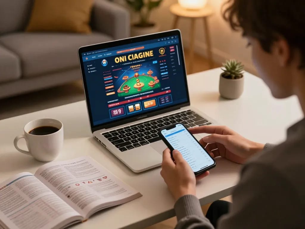 Engaged player strategizing bankroll management while using GO8 CAPITAL online casino platform.