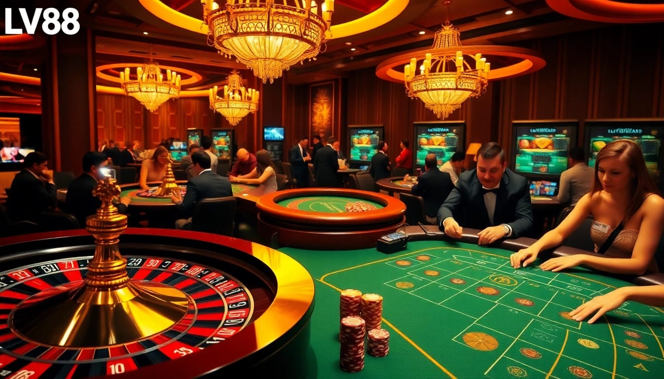 Experience vibrant gaming at LV88's online casino with lively baccarat and roulette action.
