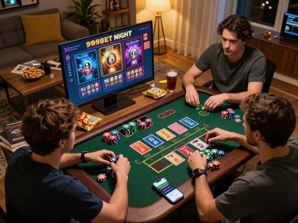Players enjoying a thrilling game night on 999bet online platform, showcasing dynamic gameplay.