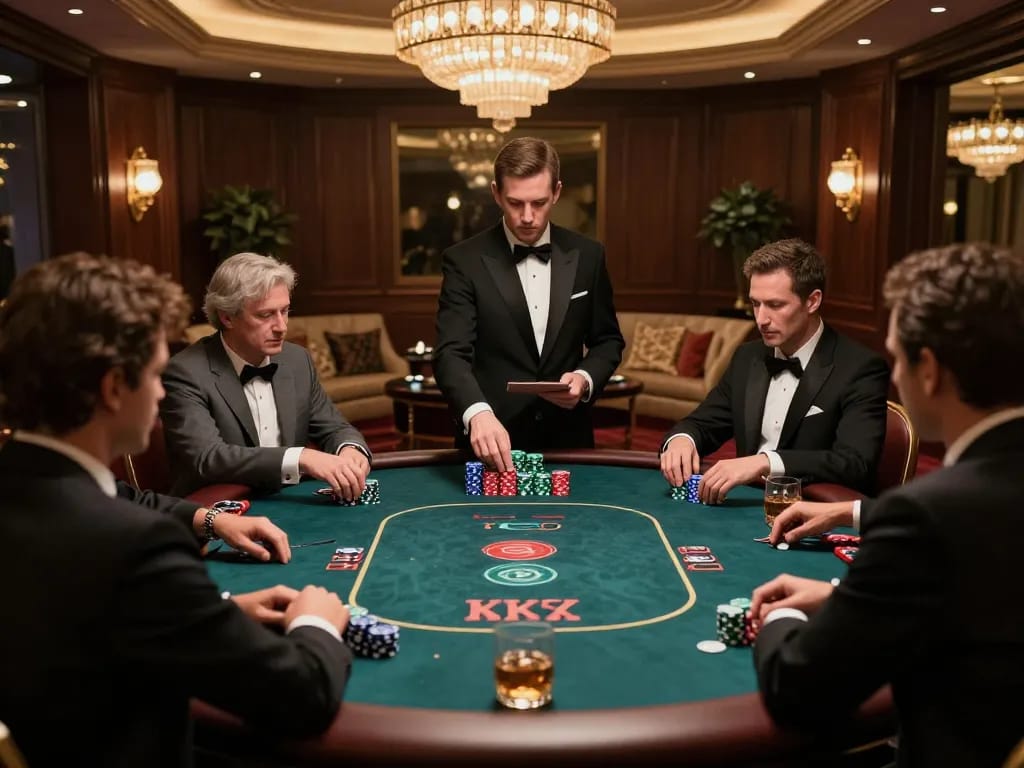 High-stakes poker action at the elegant 88 Club VIP area showcasing elite players and luxurious decor