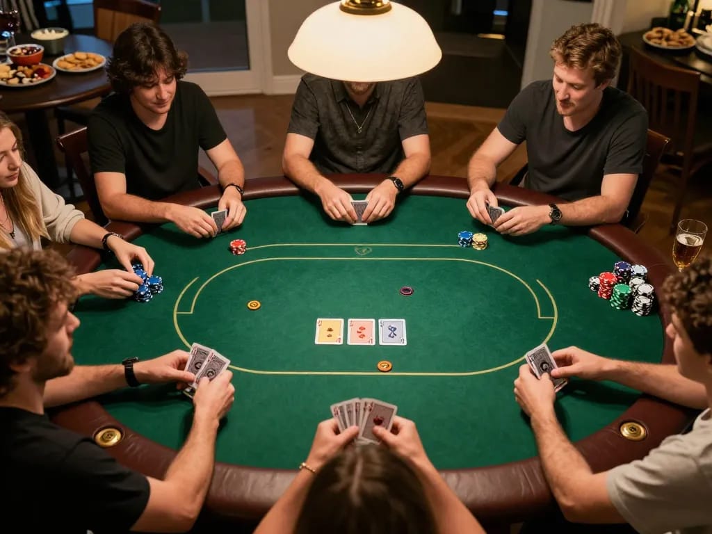 Players engaged in a fun AE888 poker game, showcasing strategy and social interaction.