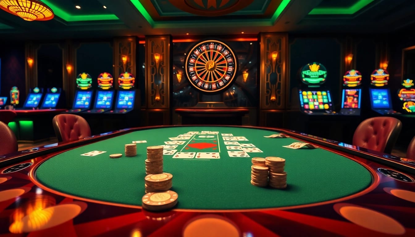 Experience the thrill of gambling at 8KBET with a luxurious blackjack table surrounded by excited players.