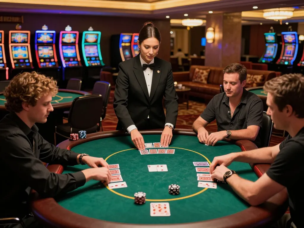 Players enjoying TR88 poker games in an upscale casino setting, emphasizing strategy and engagement.