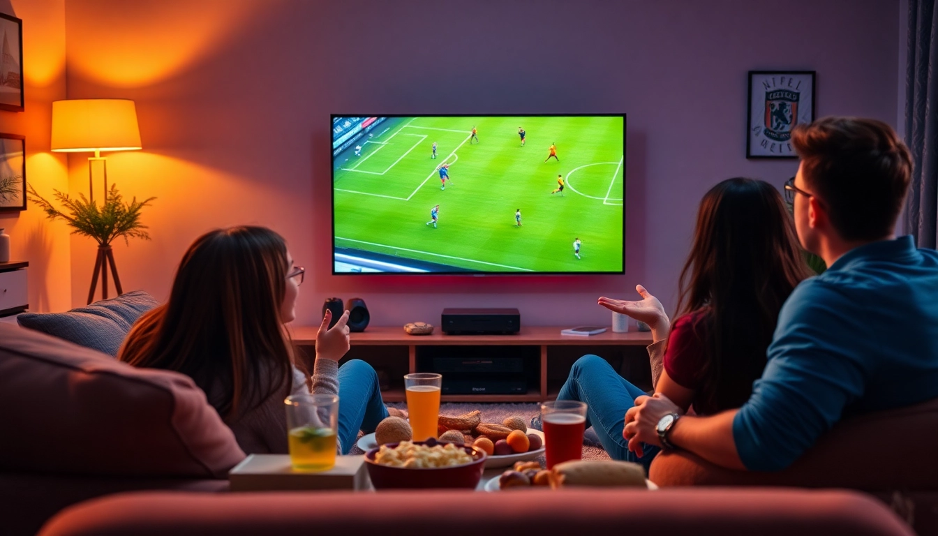 Socolive streaming football match at home with family, excitement and engagement