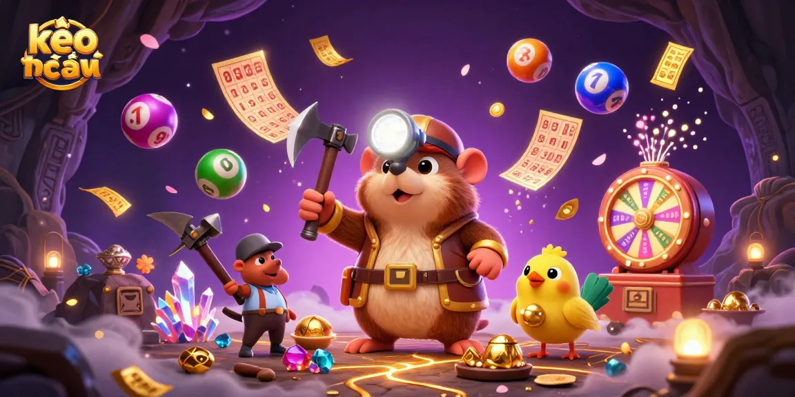 Engage with kèo nhà cái through colorful lottery elements and a vibrant treasure hunting adventure.