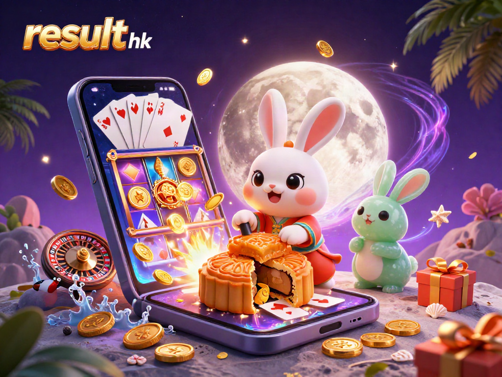 Spin with the result hk moon rabbit showcasing vibrant slots and treasure on the lunar surface.