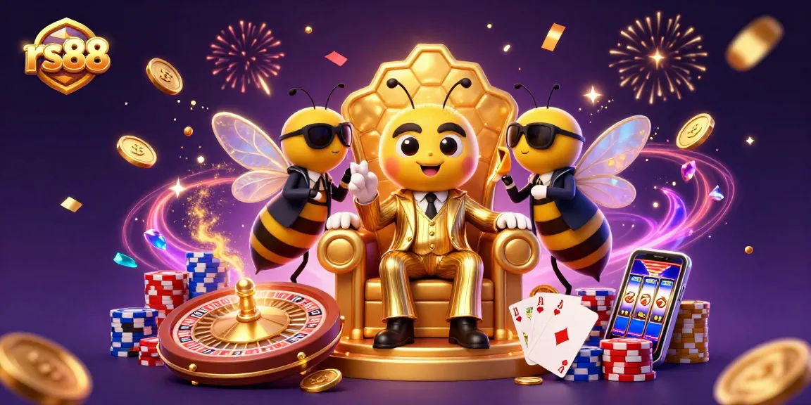 Engage in thrilling gameplay with rs88 as bumblebee mob boss leads a vibrant casino scene filled with golden coins and roulette spins.